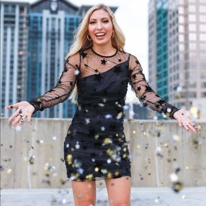 h:ours Zain Mini Dress in Black Stars from Revolve